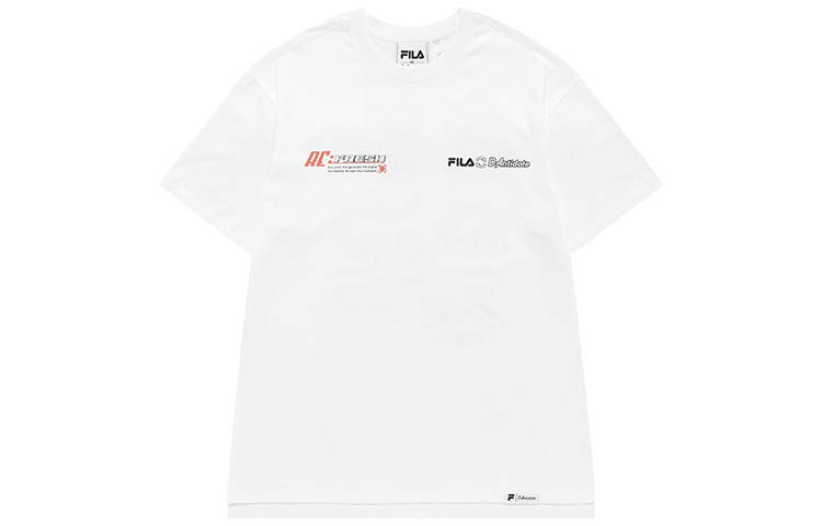 FILA FUSION T Shirts Women's Standard White Crew Neck Moderate Straight Fit
