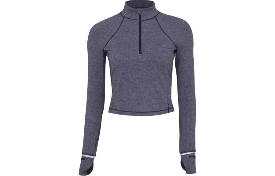 Lululemon Crop Tops Women's Dark Blue Stand Collar Moderate