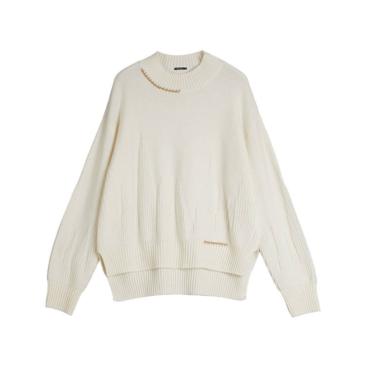 ELLE Sweaters Women's Ecru Crew Neck Moderate Other