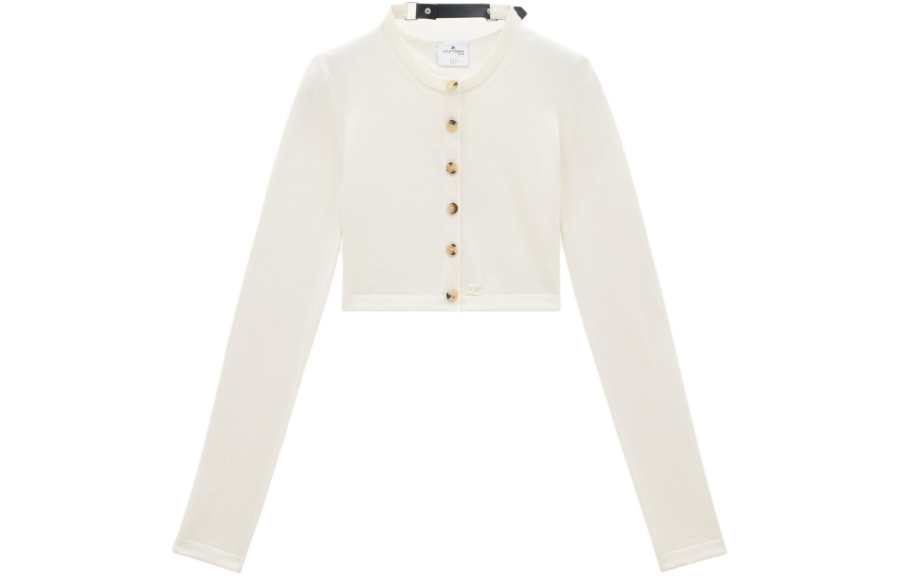 Courreges cropped fine-knit cardigan