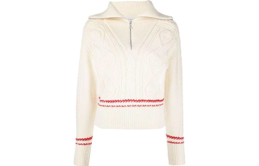 Marine Serre quarter-zip cable-knit jumper