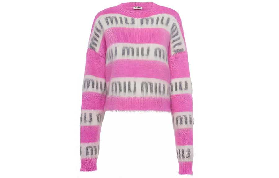 MIU MIU Sweaters Women's Red Crew Neck Moderate Base Layer