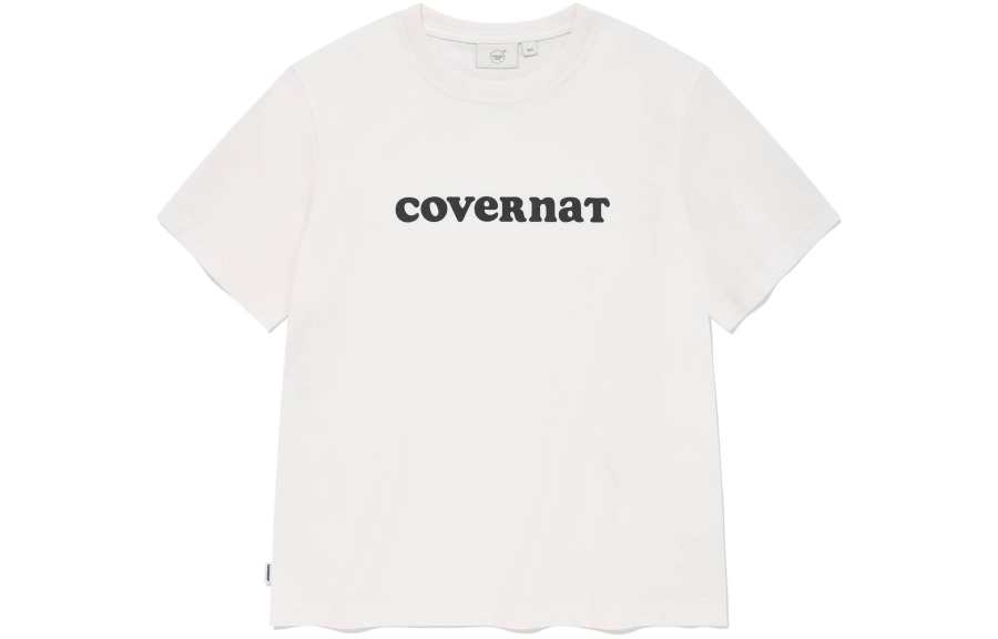 COVERNAT T Shirts Women's White Crew Neck Moderate Straight Fit