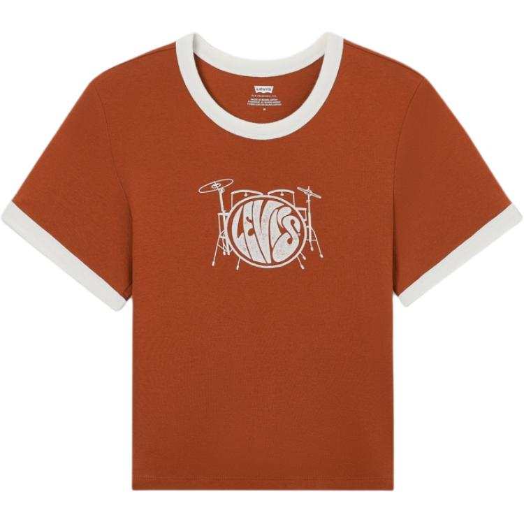 Levis T Shirts Women's Umber Crew Neck Moderate
