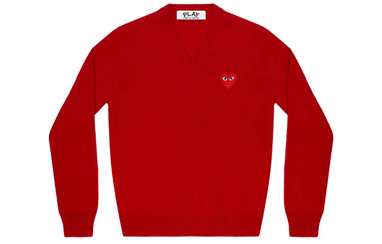CDG Play Sweaters Women's Red V Neck Moderate Other