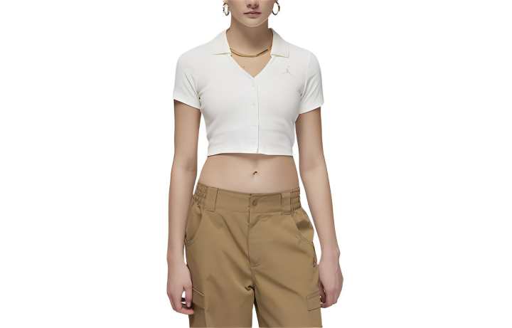 Jordan Jordan T Shirts Women's White V Neck Moderate Straight Fit