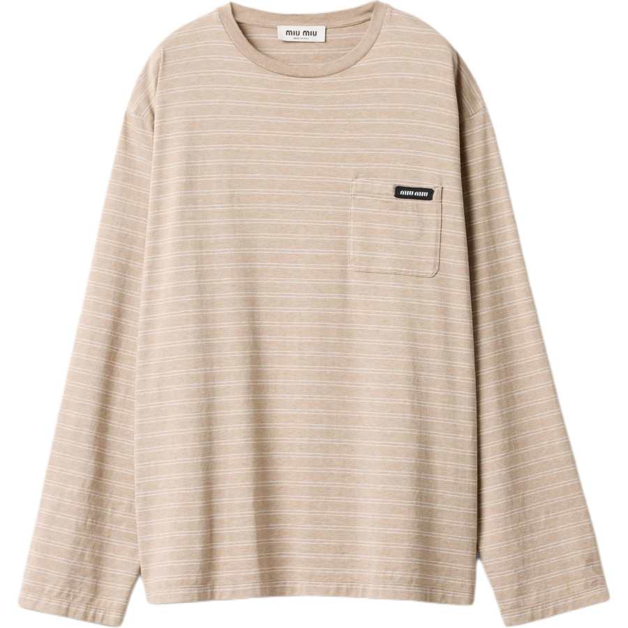 MIU MIU Drop Shoulder Sleeve T Shirt Women's Cameo Brown Beige