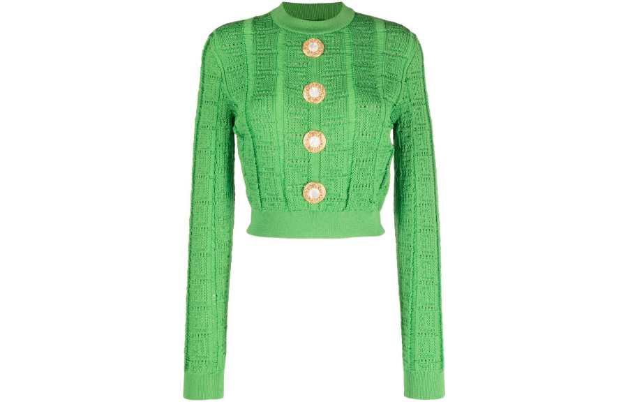 BALMAIN BALMAIN Sweaters Women's Green Crew Neck Moderate Other