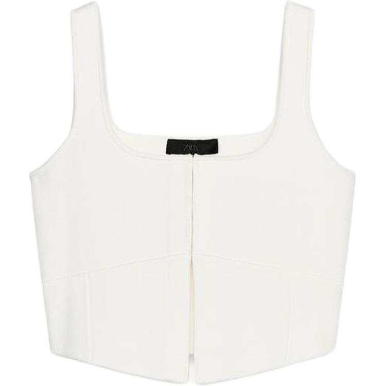 ZARA Tank Tops Women's White Crew Neck Moderate Other