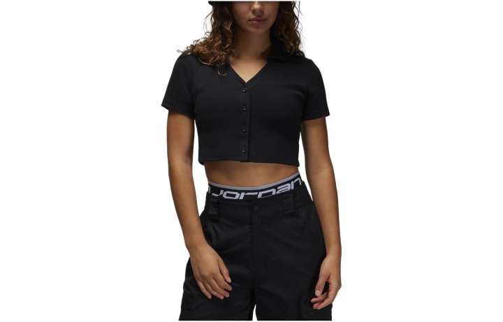 Jordan Jordan T Shirts Women's Black V Neck Moderate Straight Fit