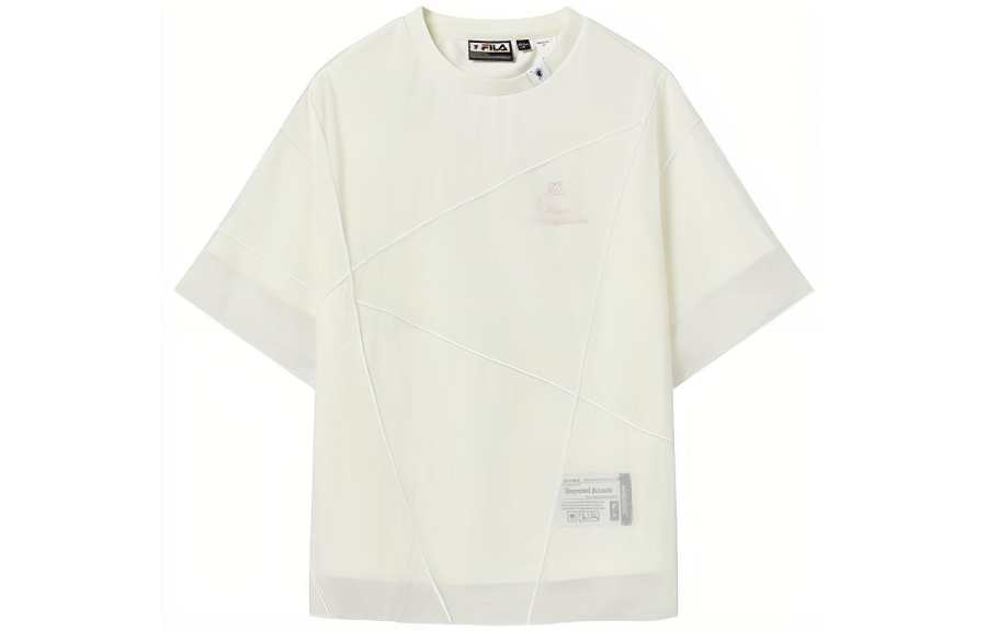 FILA X MIHARA YASUHIRO FILA X MIHARA YASUHIRO T Shirts Women's Coconut Milk White Crew Neck Moderate Straight Fit