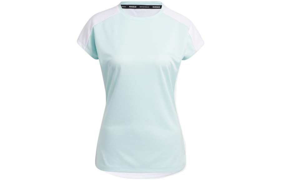 Adidas Adidas T Shirts Women's Glowing Mint Crew Neck Moderate Straight Fit