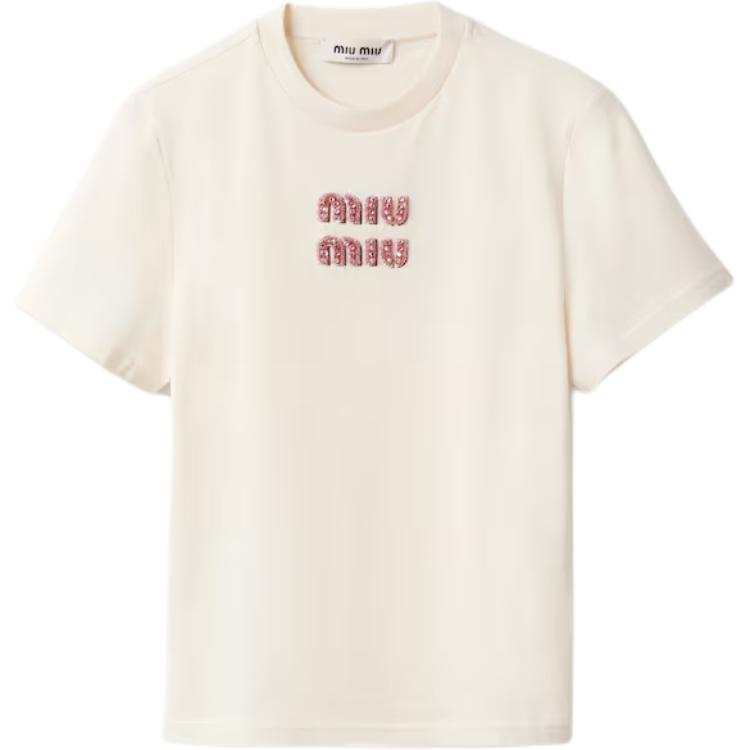 MIU MIU T Shirts Women's Beige Crew Neck Moderate Other