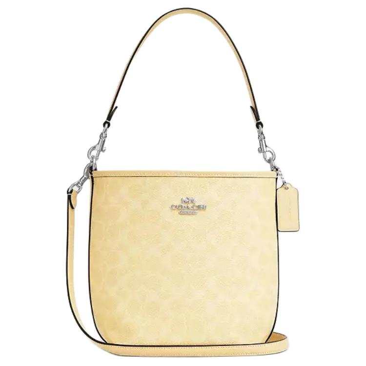 COACH City Bucket Coated Canvas One Shoulder Handbag Small Women's Hay Color