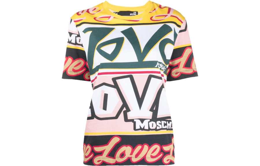 LOVE MOSCHINO T Shirts Women's Multicolor Crew Neck Moderate Straight Fit