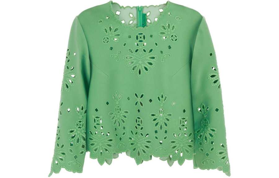 ERMANNO SCERVINO Openwork Crewneck Cropped Blouse