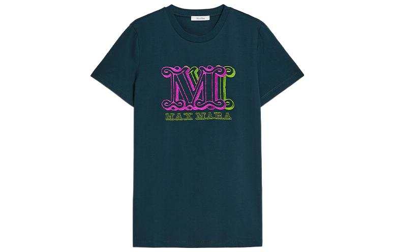 MaxMara T Shirts Women's Green Crew Neck Moderate Straight Fit