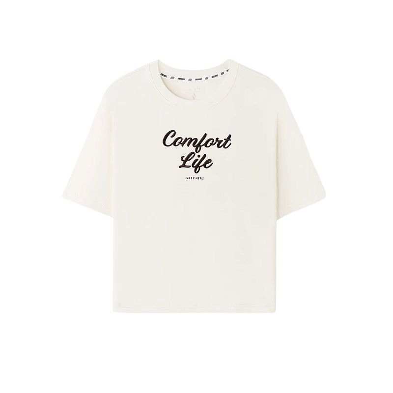Skechers GODRI Drop Shoulder Sleeve T Shirt Women's Marshmallow White