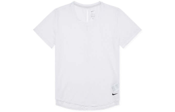 Nike Nike Dri Fit T Shirts Women's White Crew Neck Moderate Straight Fit