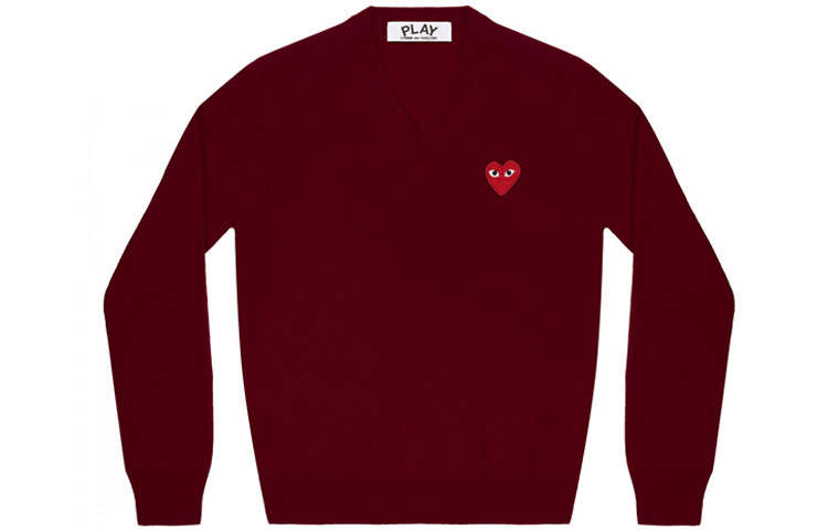 CDG Play Sweater Women's Burgundy