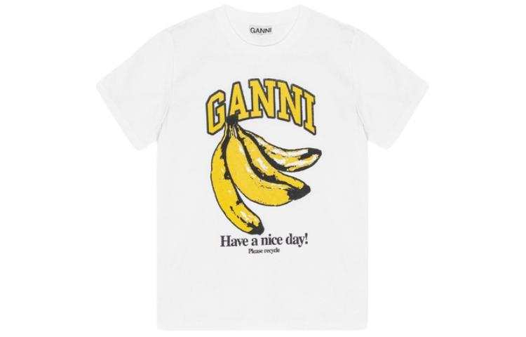 GANNI White Banana T-Shirt