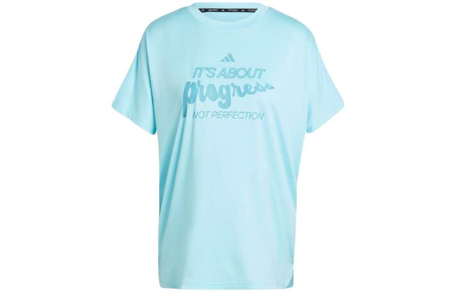 Adidas Adidas T Shirts Women's Blue Crew Neck Moderate Straight Fit