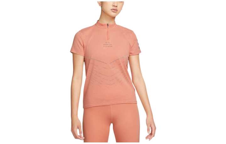 Nike Nike Dri Fit T Shirts Women's Pink Stand Collar Moderate Straight Fit