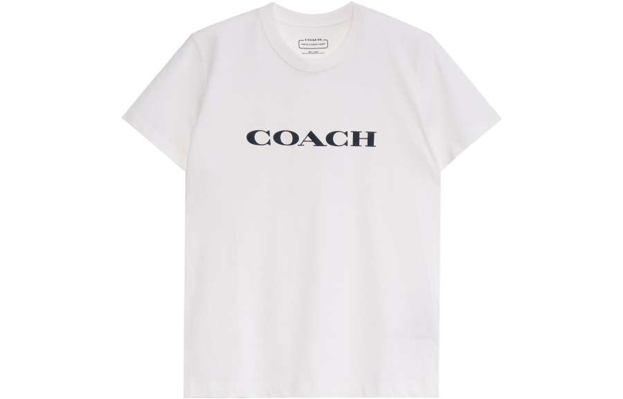 COACH T Shirts Women's Beige Crew Neck Moderate Straight Fit