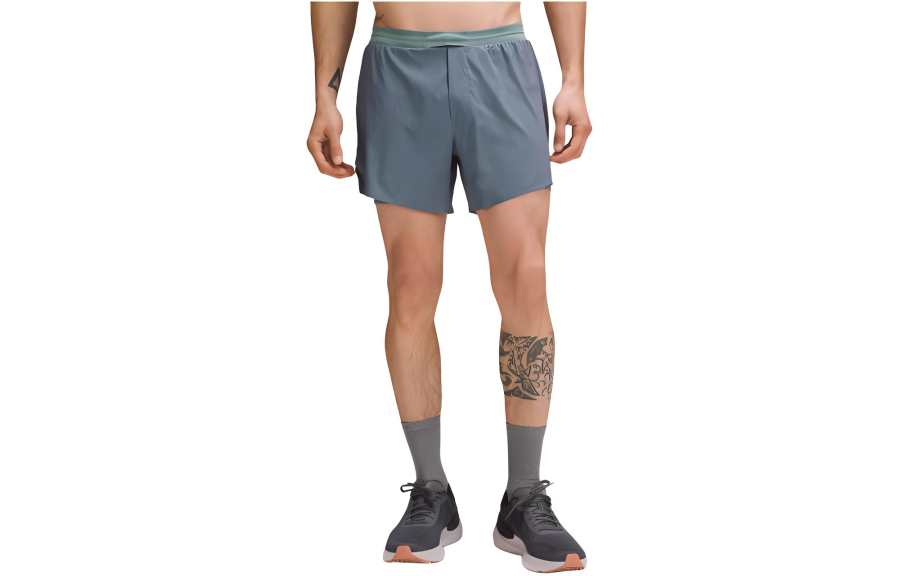 Lululemon Fast And Free Lined Short 5' Iridescent Sports Shorts Men's Tide Blue/Power Purple