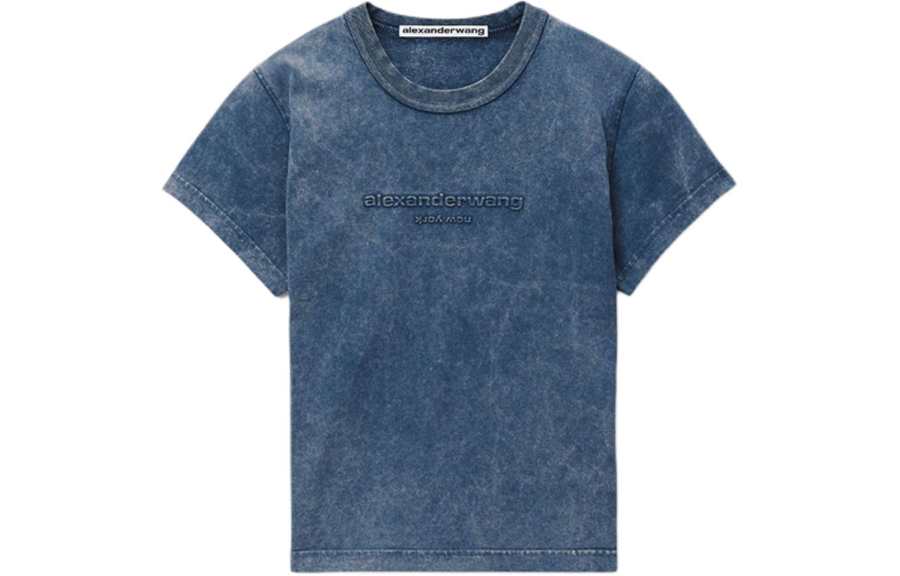 Alexander Wang SS24 Drop Shoulder Sleeve T Shirt Women's Bright Sapphire Blue