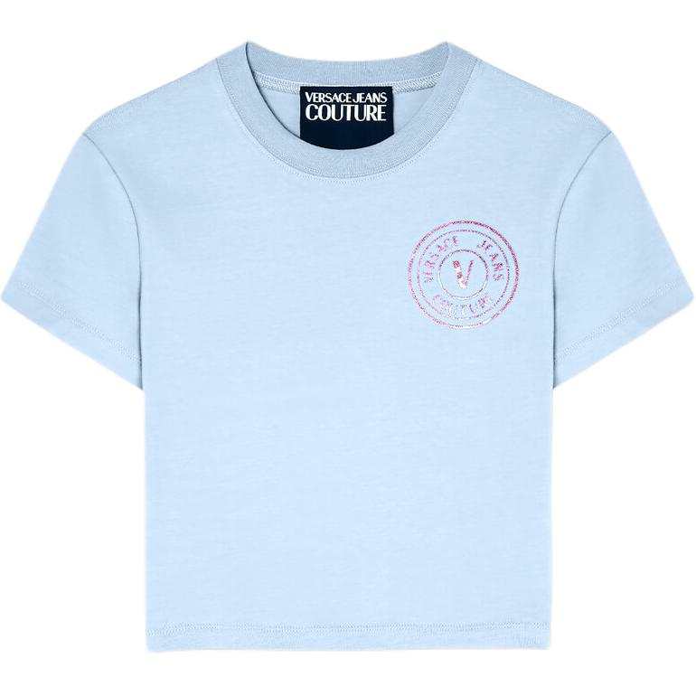 Versace Jeans Couture glitter-logo cropped cotton T-shirt