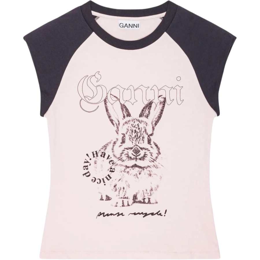 GANNI Bunny Printed Crewneck T Shirt