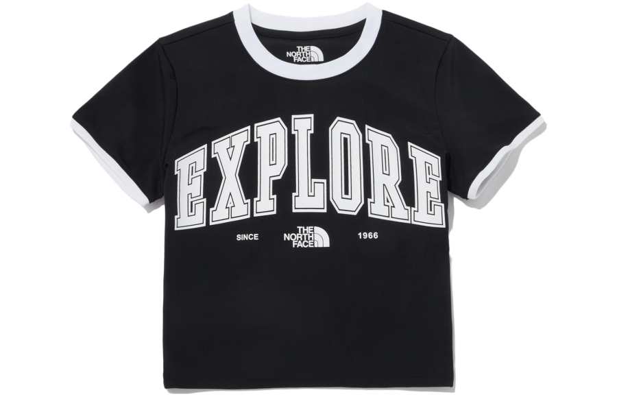 THE NORTH FACE Crop Tops Women's Black Crew Neck Moderate