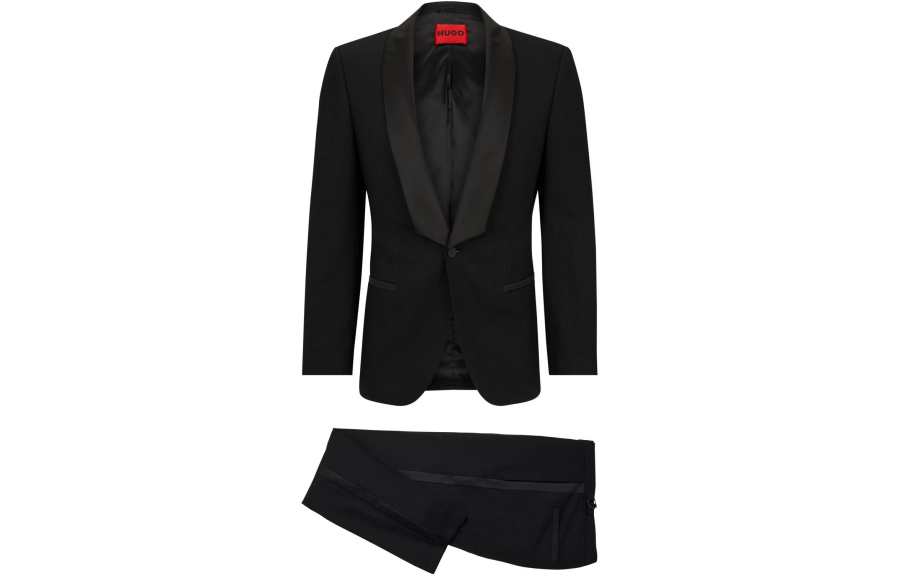 HUGO BOSS Slim Fit Evening Suit In Stretch Twill Business Suit Men's Black