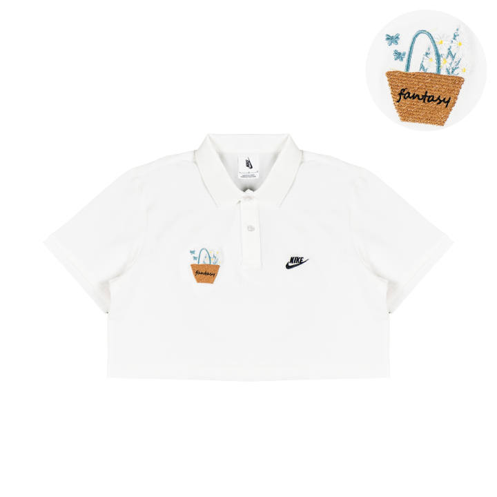 Nike Nike Crop Tops Women's White Polo Collar Moderate