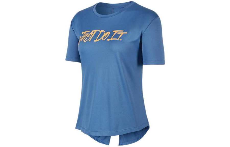 Nike Nike T Shirts Women's Blue Crew Neck Moderate Straight Fit
