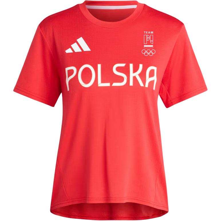 Adidas Adidas T Shirts Women's Red Crew Neck Moderate Straight Fit