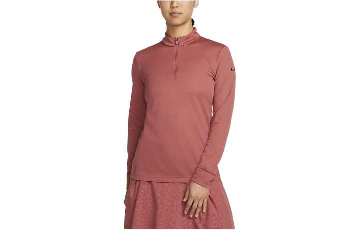 Nike Nike T Shirts Women's Canyon Red Stand Collar Moderate Straight Fit