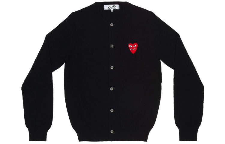 CDG Play Sweaters Women's Black Crew Neck Moderate Cardigan