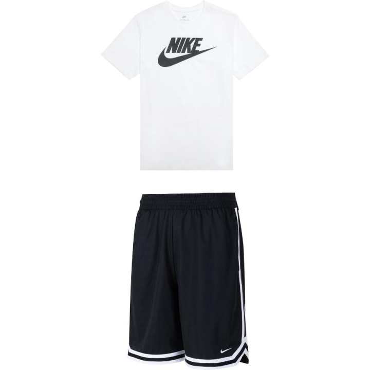 Nike Nike Casual Sportswear Men's White Top+Black Shorts Crew Neck Moderate