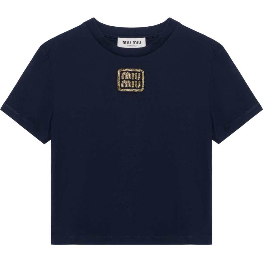 MIU MIU Logo-appliqué Cropped T-shirt