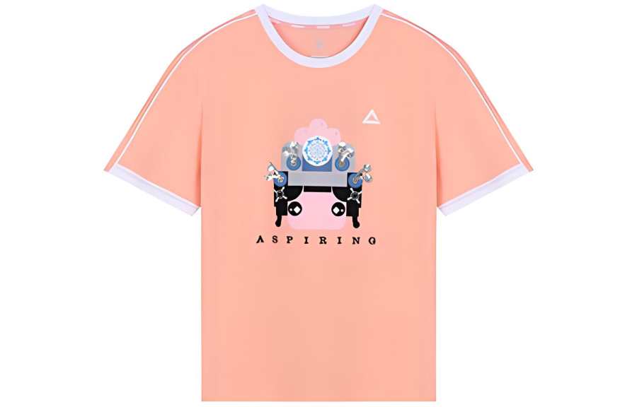 PEAK T Shirts Women's Pink Crew Neck Moderate Straight Fit