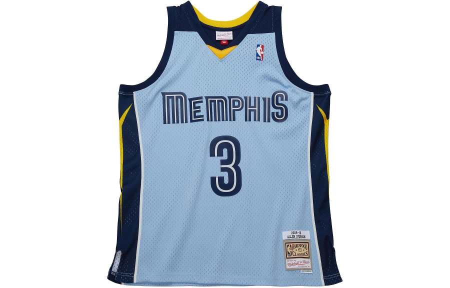 Mitchell Ness Basketball Jersey SW Fan Edition Iverson 2009 10 Season Memphis Grizzlies, Iverson Size 3 Men's Blue