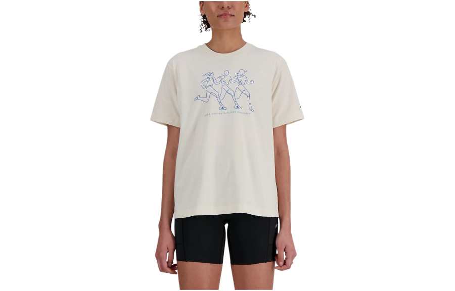 New Balance New Balance United Airlines NYC Drop Shoulder Sleeve T Shirt Women's Ecru