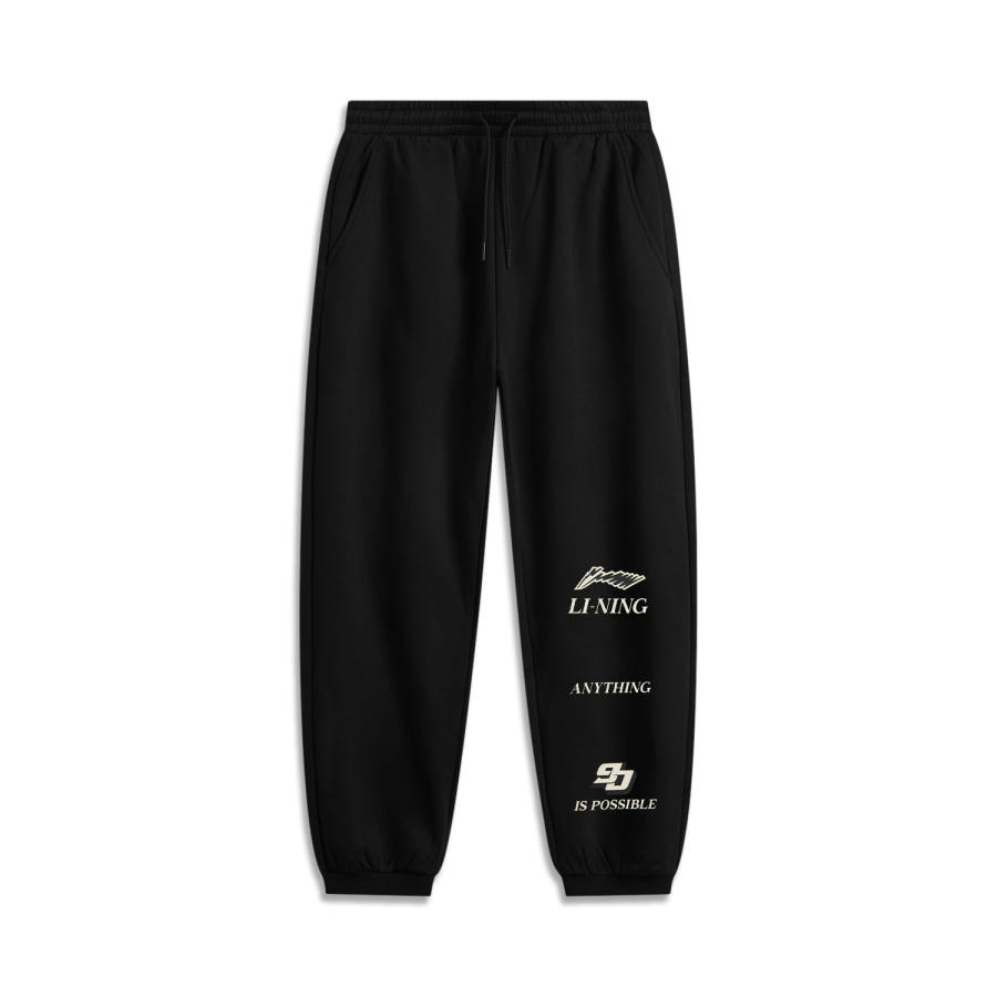 Li-Ning Li Ning Sports Life Collection Casual Fleece Lined Thermal Loose Fit Sports Pants Men's Black