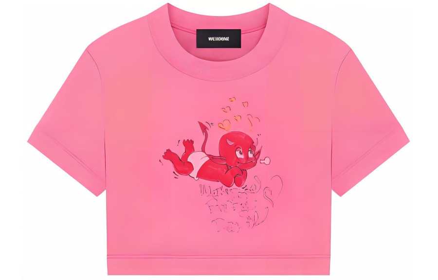 WE11DONE SS24 Drop Shoulder Sleeve T Shirt Women's Pink