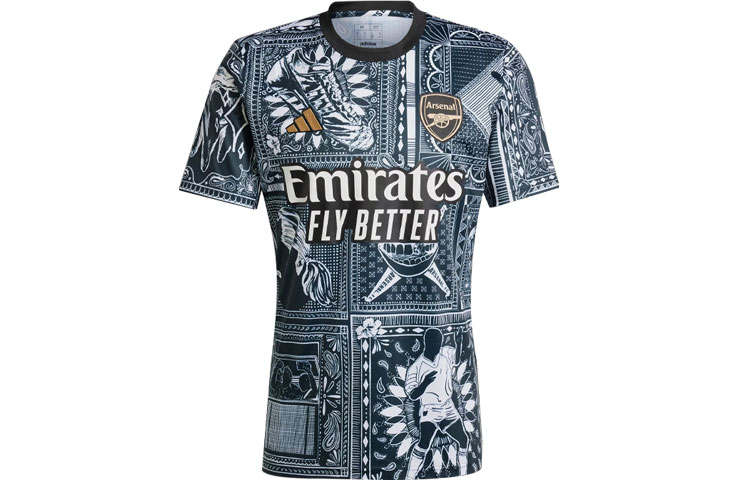Adidas Adidas Arsenal Ian Wright Pre Match Soccer Jersey Men's Black