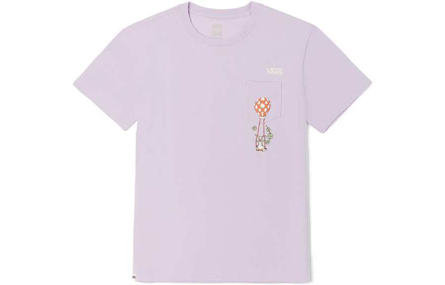 Vans T Shirts Women's Purple Crew Neck Moderate Straight Fit