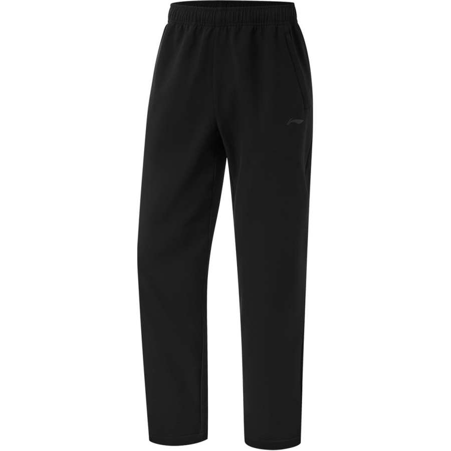 Li-Ning Li Ning Fitness Series Fleece Lined Thermal Athleisure Woven Solid Color Mid Rise Straight Fit Sports Pants Men's Black