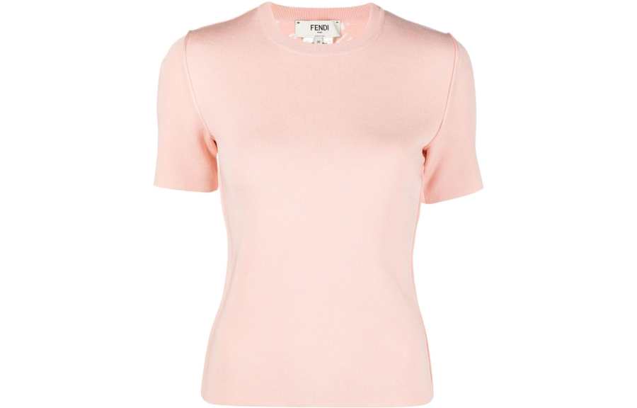 FENDI T Shirts Women's Pink Crew Neck Moderate Straight Fit